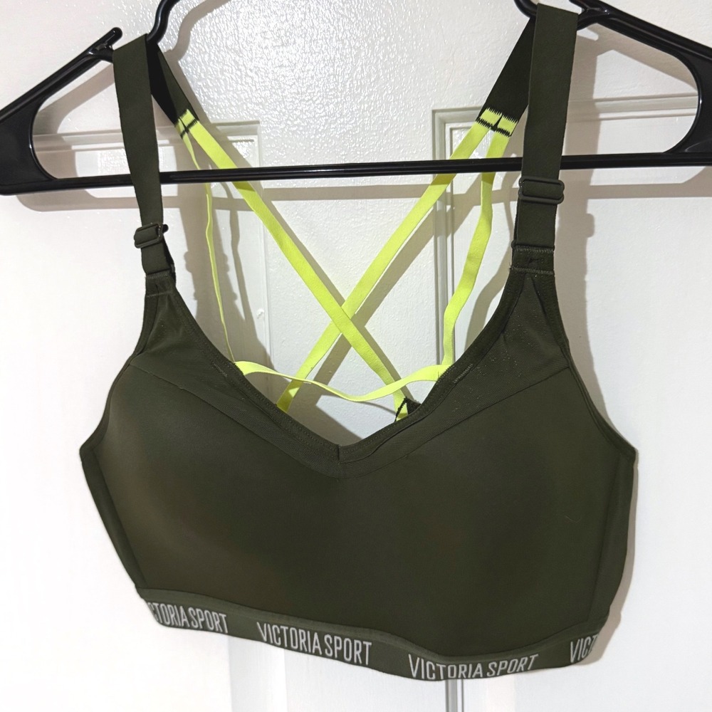Victoria Sport Incredible Lightweight Max Sports Bra Olive Green Neon Yellow 34C